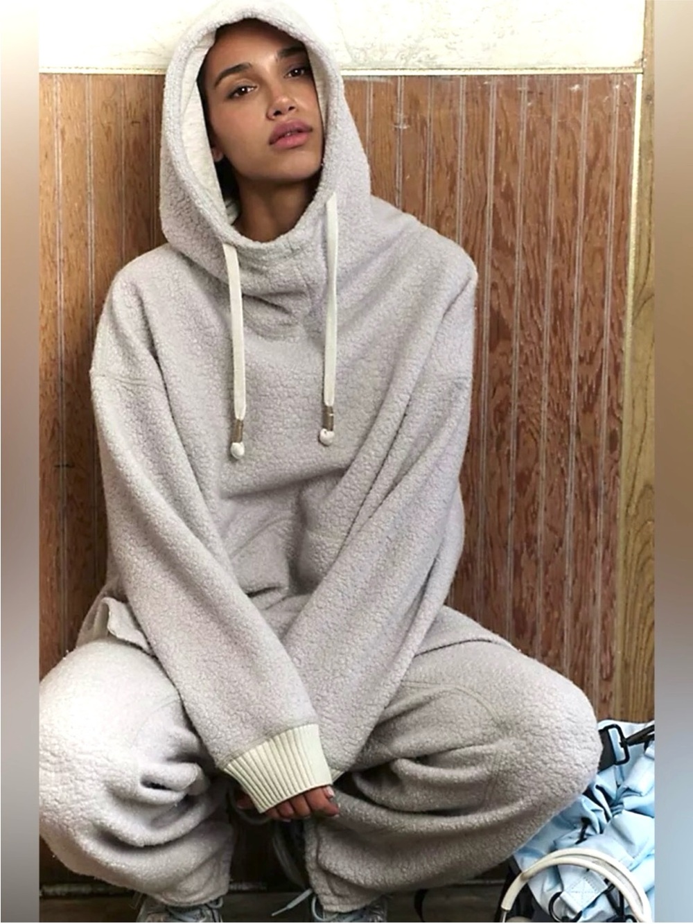 NEW FREE PEOPLE FP Movement Highlands Wool Hoodie NEW Size S Light Gray